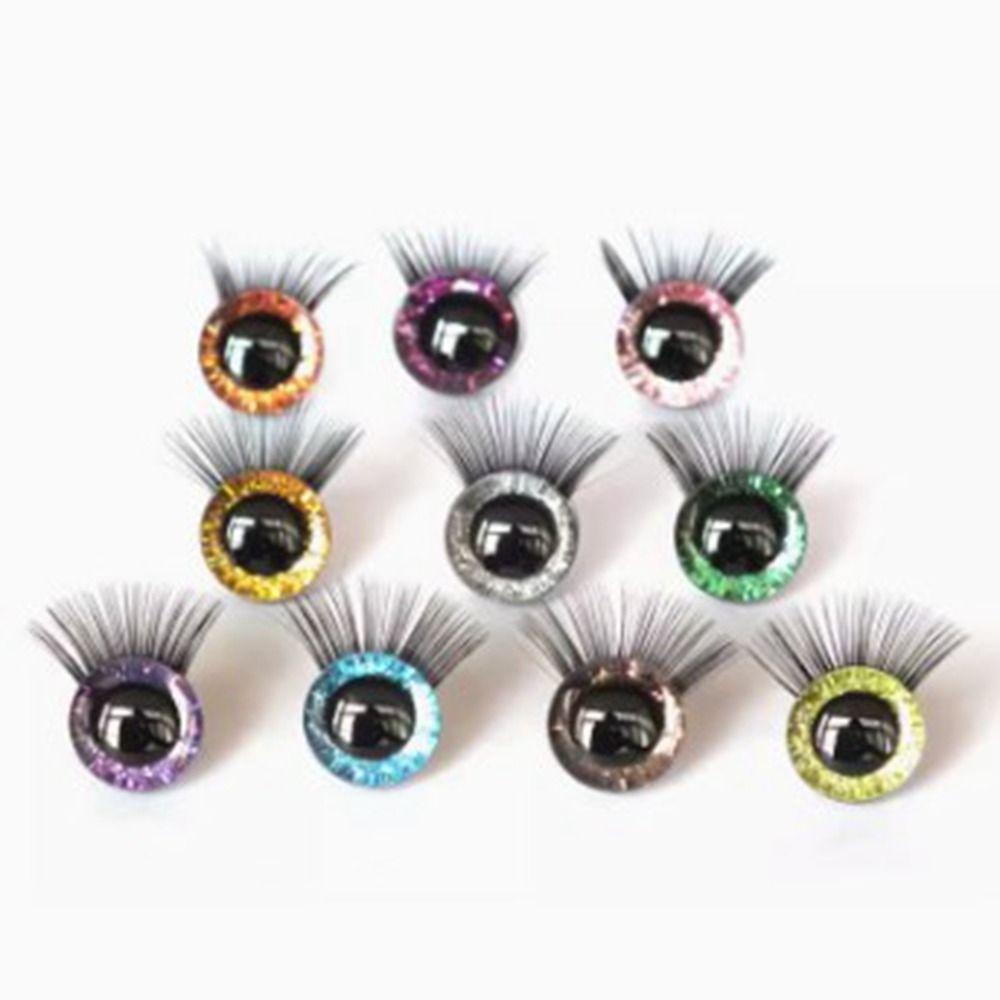 12mm Glitter Crystal Eyes 10 Colors Eyes with Eyelash High Quality Eyes Crafts Doll Accessories