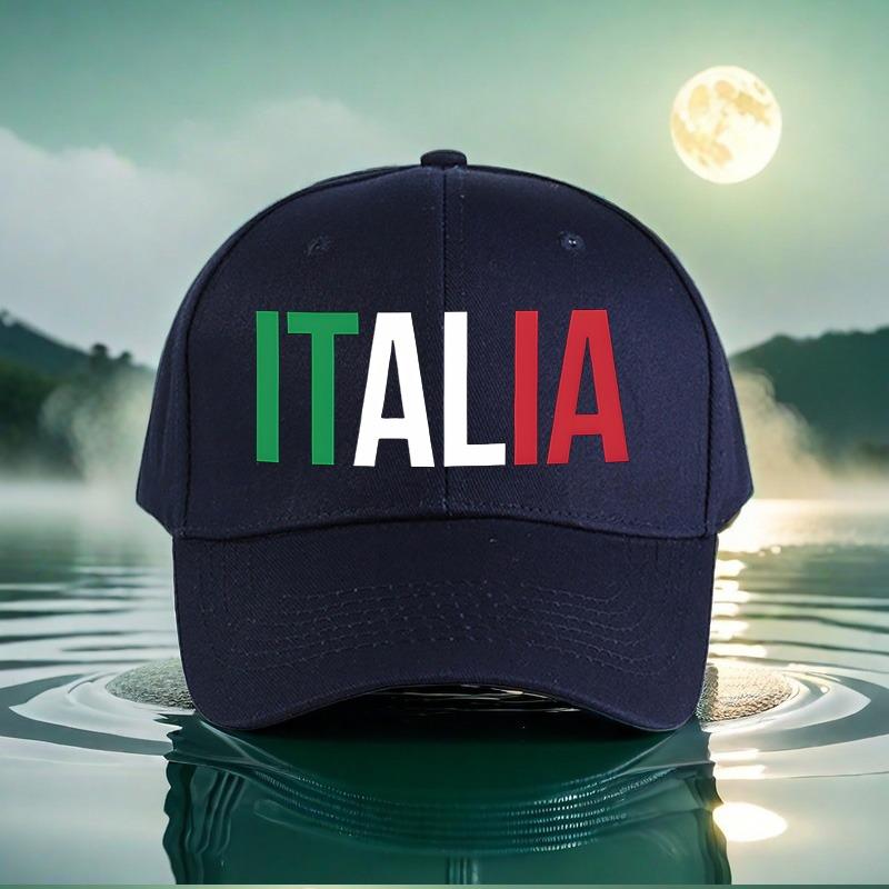 Графическая бейсболка Italia Унисекс Черная Кепка-козырек с дизайном итальянского флага Идеальна для Путешествий Уличной Моды Спорта Активного Отдыха