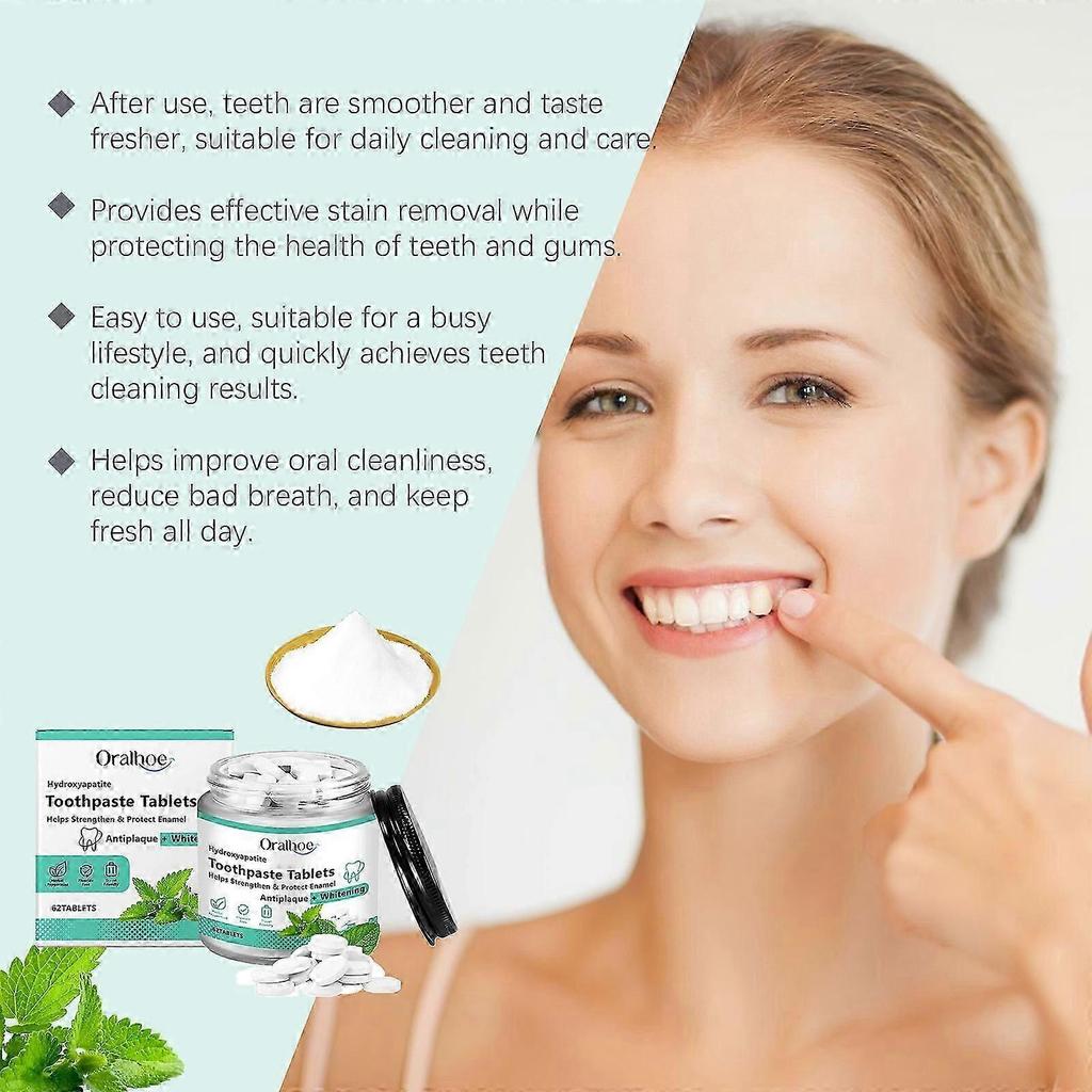 Mint Whitening Toothpaste Tablets - Fresh Breath Oral Deodorizer, Portable Chewable Toothpaste for Confident Smiles