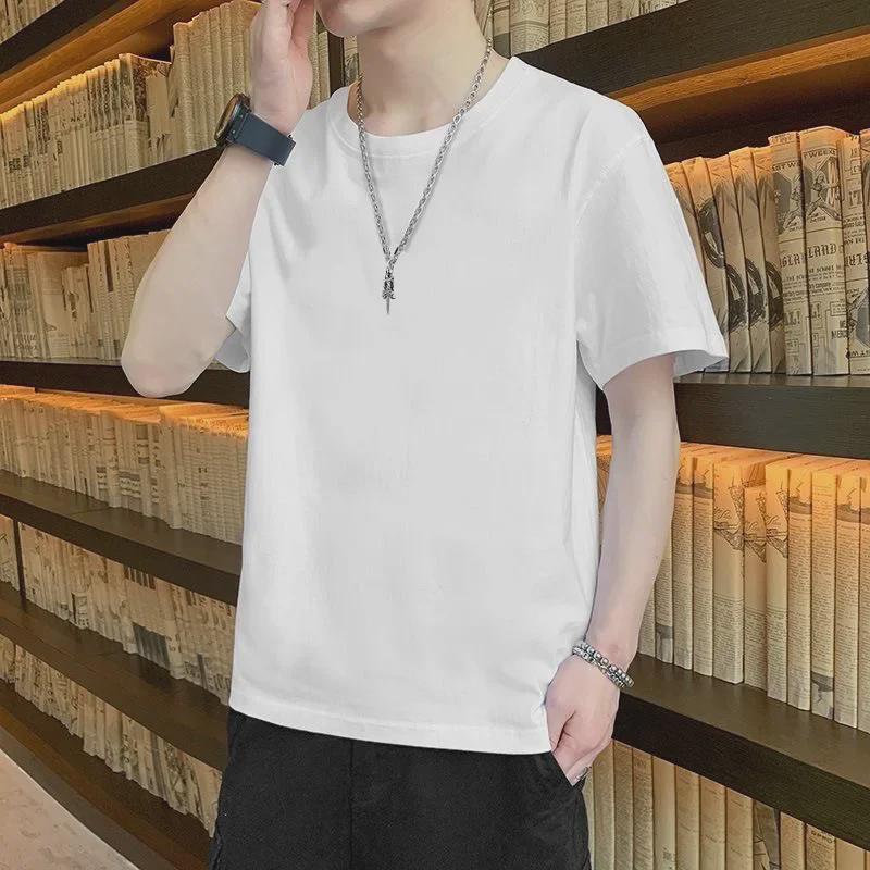 2024 Классическая однотонная облегающая футболка унисекс с коротким рукавом