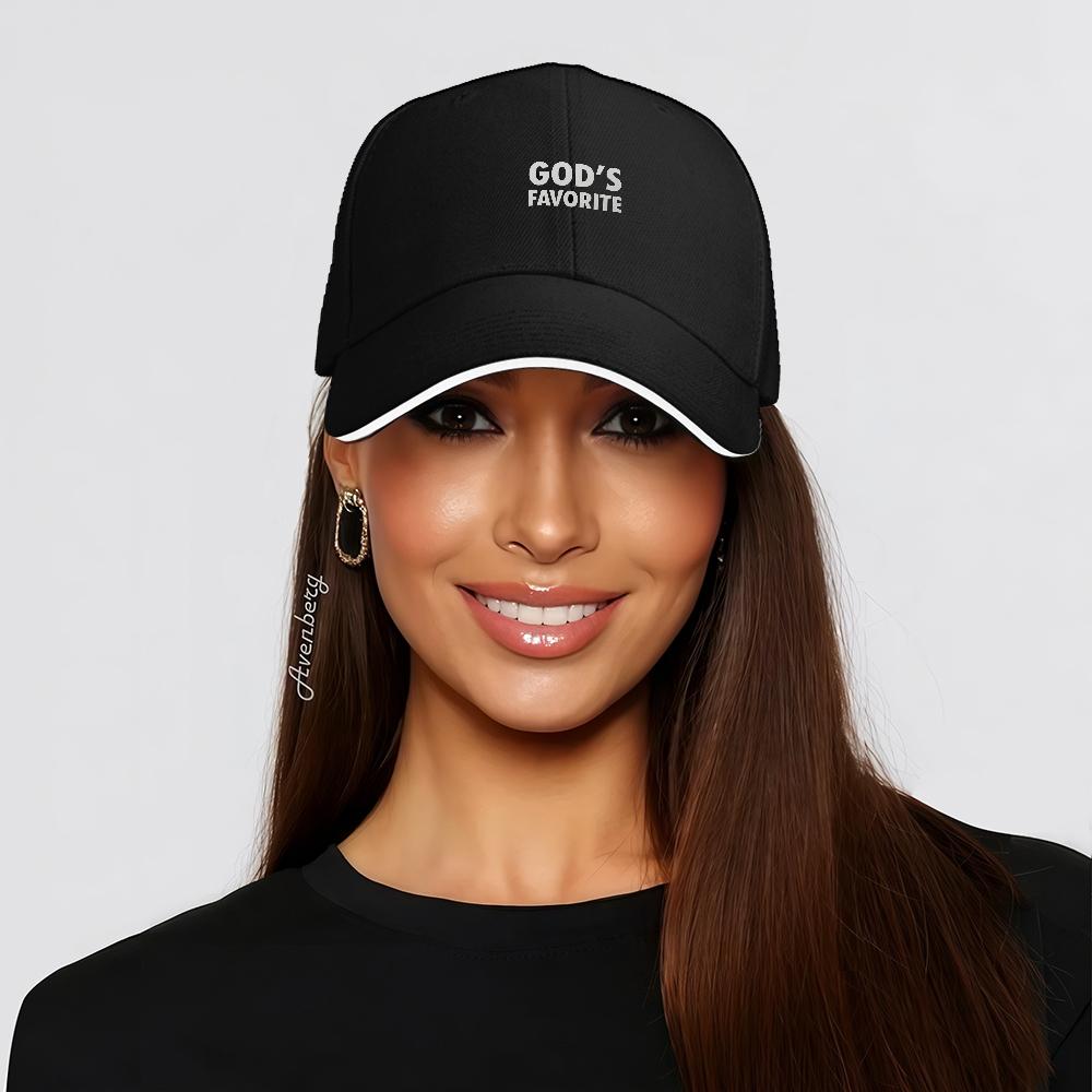Gods Favorite Christian Baseball Cap for Men and Women  Adjustable Button Back Truck Cap Striking White Letters Breathable