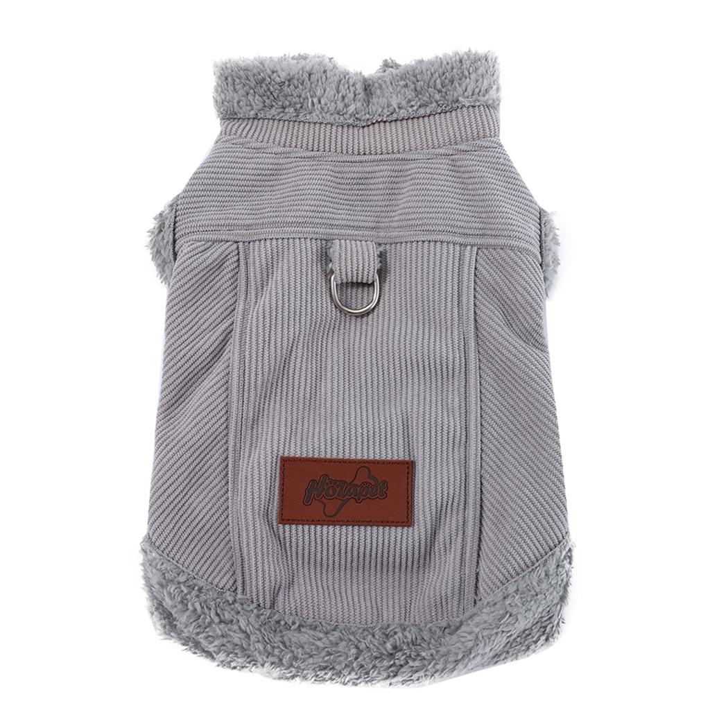 Warm Dog Clothes Autumn Winter Pet Jacket Coat Pink Grey Soft Vest Costume with D-ring Schnauzer Yorkshire Costume for Small Medium Dogs