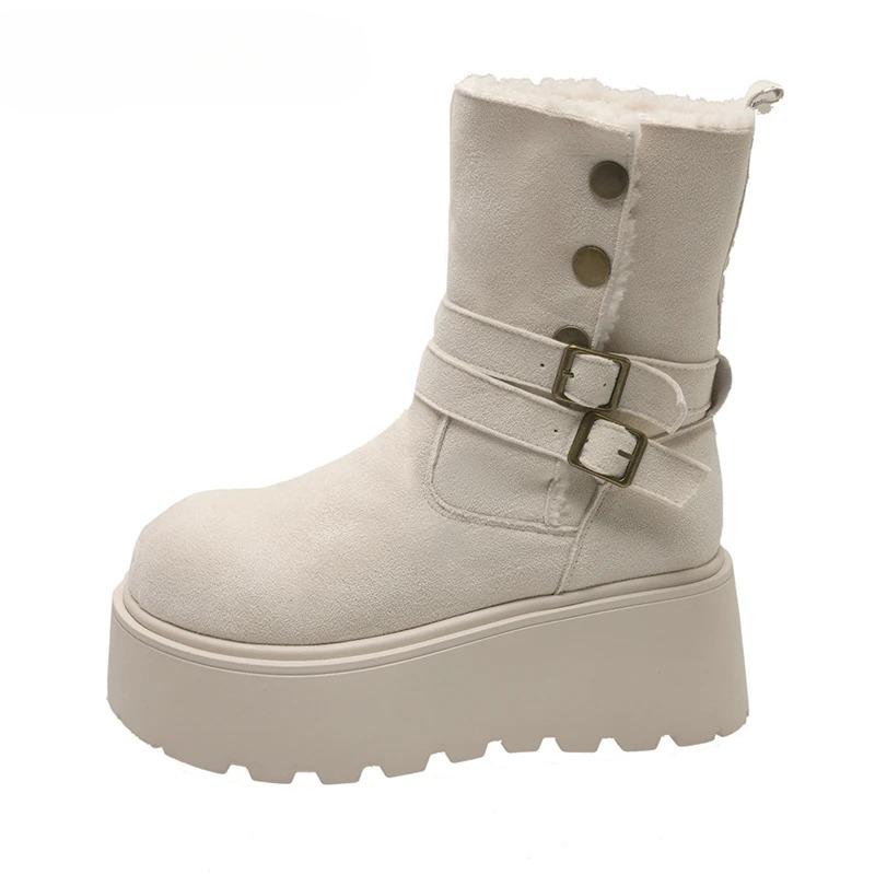 Зимние женские меховые сноубутсы на толстой платформе, уличные удобные теплые ботинки, женские современные короткие ботильоны