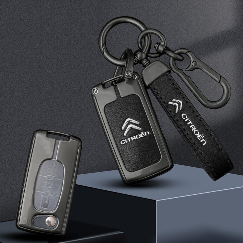 DBGO4 Zinc Alloy Leather Car Flip Remote Key Case Cover Protector Shell Fob Auto Accessories For Citroen C1 C2 C3 C4 C5 XSARA PICA