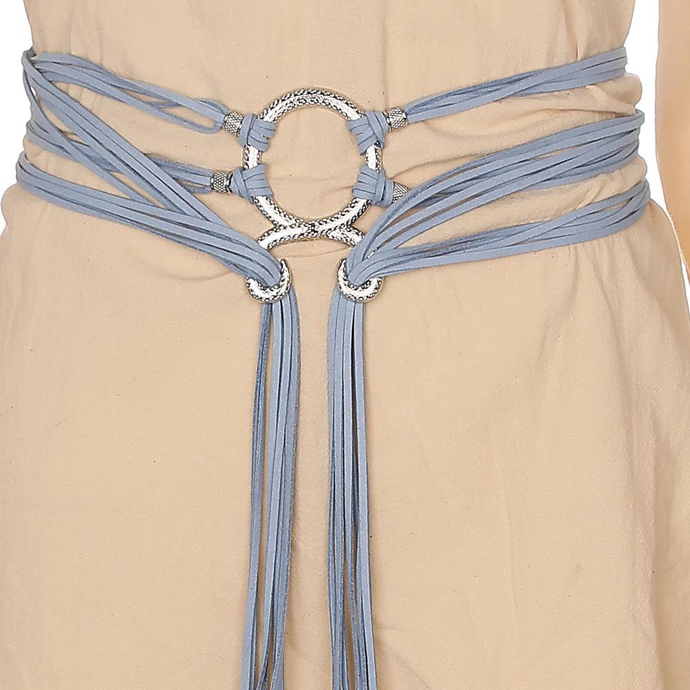 Металлический пояс в скандинавском стиле с длинным узлом из веревки, нерегулярная пряжка на талии, поясная цепочка с крестом тролля, декоративный пояс, шаманский языческий