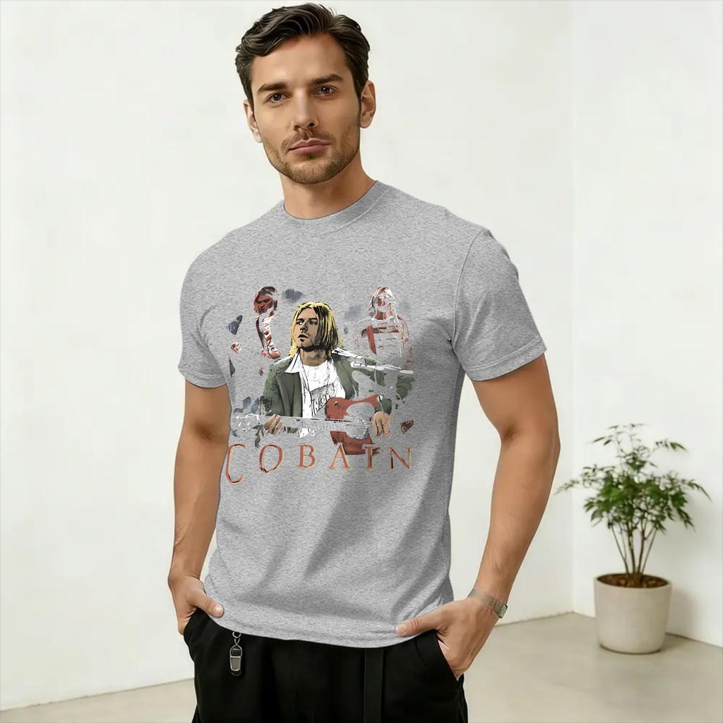 Vintage TShirt Beach Kurt Cobain Hip Hop T Shirts 100 Cotton Tee Shirt for Unisex Y2K Casual Wholesale Short Sleeve Tees
