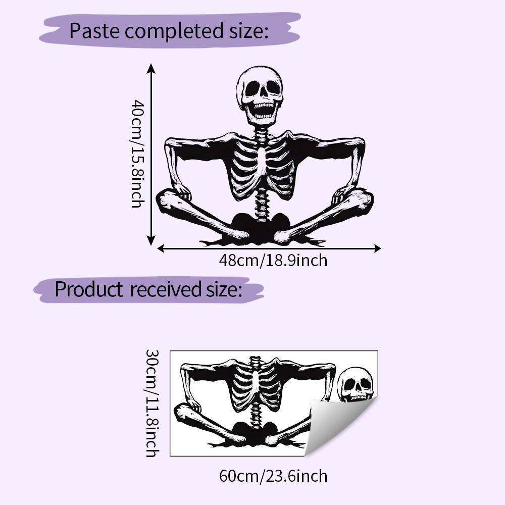 Halloween Smiling Skeleton Glass Showcase Bedroom Home Decoration Wall Stickers