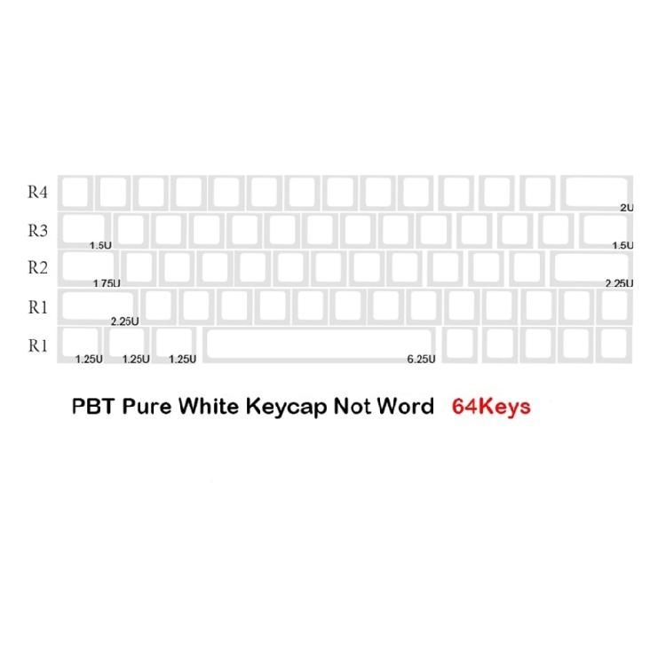 64Key Blank Keycaps, Thick PBT White Keycaps for Game Mechanical Keyboard Minimalistic White Keycap Set