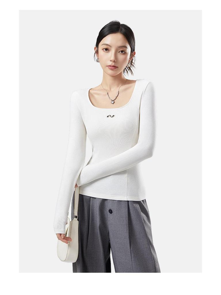 10A Antibacterial Women's Square Neck Thermal Base Layer – Autumn/Winter Slimming, High-Elastic, Fashion Underwear