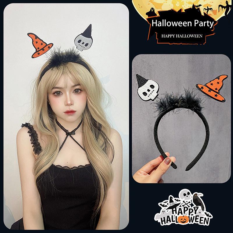Хэллоуин наряды Cos смешная повязка на голову злой тыквенный призрак обруч для волос для женщин реквизит для фотосессий череп шляпа ведьмы головной убор
