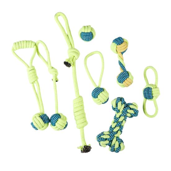 7/8 шт. игрушка-веревка для собак, устойчивая к жеванию, хлопковая веревка, узелковая игрушка для агрессивных любителей жевать, интерактивная игрушка-перетягивание каната, прорезывающаяся зубами для маленьких и больших собак