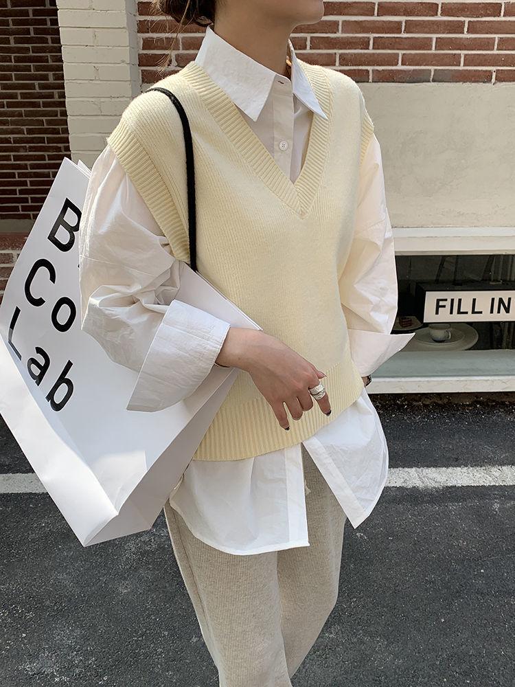 Женская синяя рубашка с длинным рукавом - Универсальная в корейском стиле для многослойности весной и осенью