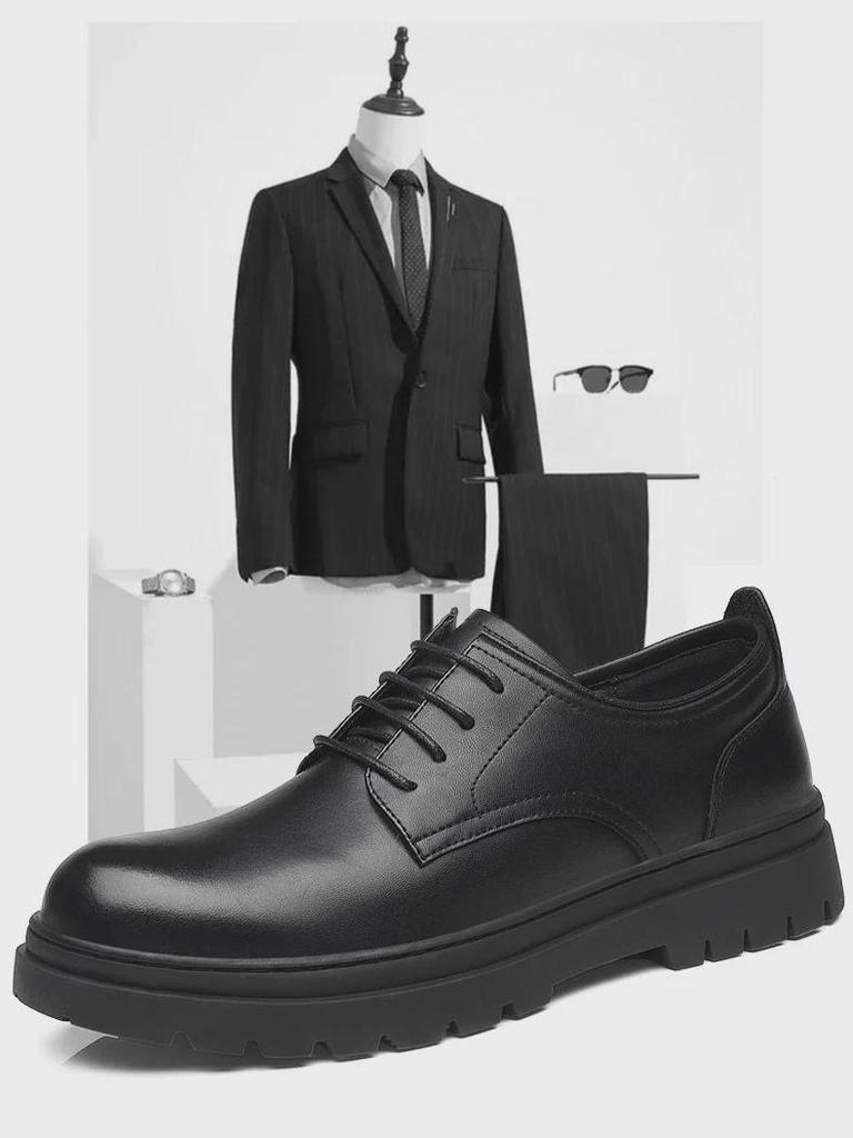 Мужские туфли 2024 года из черной кожи, увеличивающие рост, 10 см, формальные и повседневные, дышащий зимний дизайн