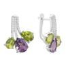 Серебряные серьги с натуральным аметистом, хризолітом (2183365)
