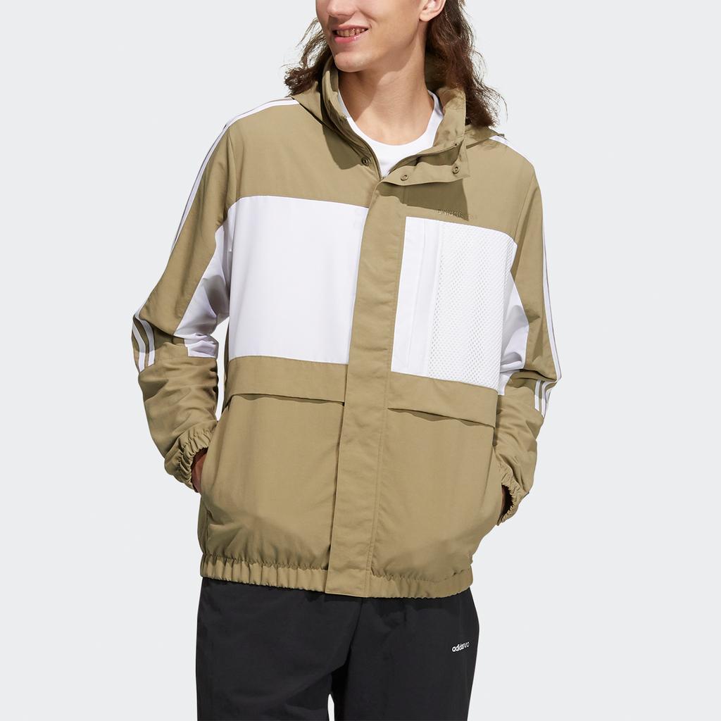 Adidas Neo Casual Sports Jacket with Detachable Hood Men Outerwear Olive H55263