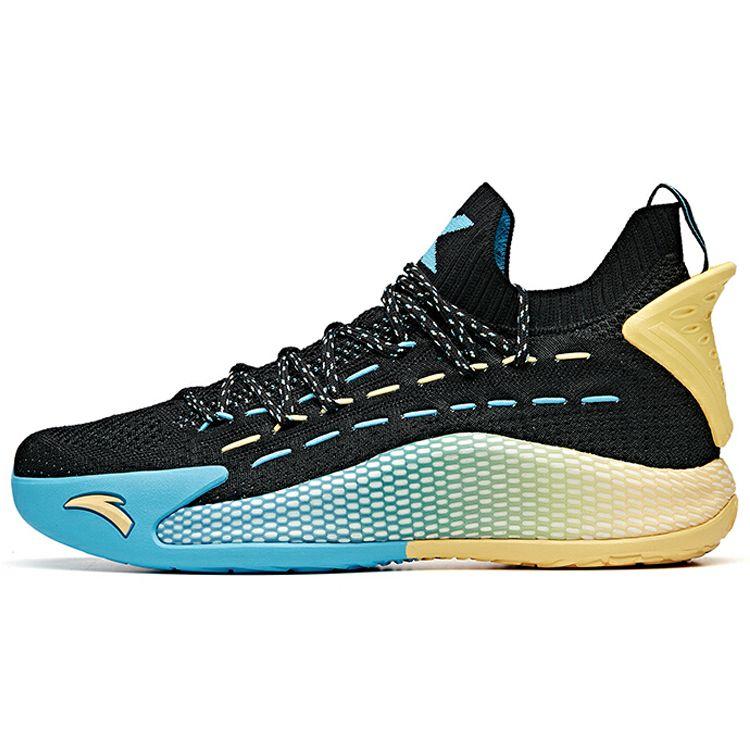 Anta KT5 Thompson PU Shock Absorption Non-Slip Wear-Resistant Mid-Top Basketball Shoes Men Basketball Shoes Black Blue Yellow 112021102-2