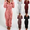 ShoesBox Women Long Sleeve Hooded Jumpsuit Pajamas Casual Winter Warm Rompe Sleepwear