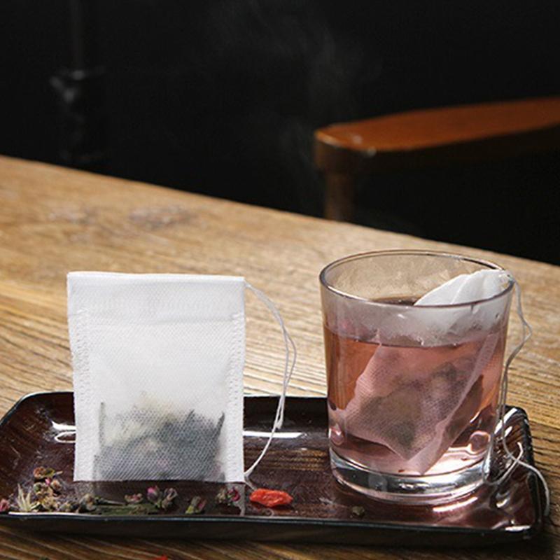 100 Pcs 5x7cm Disposable Empty Tea Bags Bags for Tea Bag with String Heal Seal Tea Infuser Non-woven Paper Filter Teabags