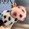 Fluffy Hairball Key Rings Plush Leopard Pompom High-End Love Car Key Chain  Gift