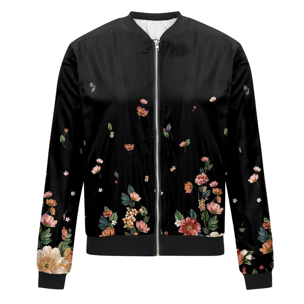 Jackets For Women Long Sleeve Lightweight Zip Up Cropped Fashion Print Outerwear Casual Quilted Jackets Whith Pockets