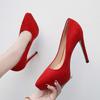 Женские замшевые туфли на шпильке, сексуальный подиумный банкет, каблук 12 см, платформа WZ 2,5