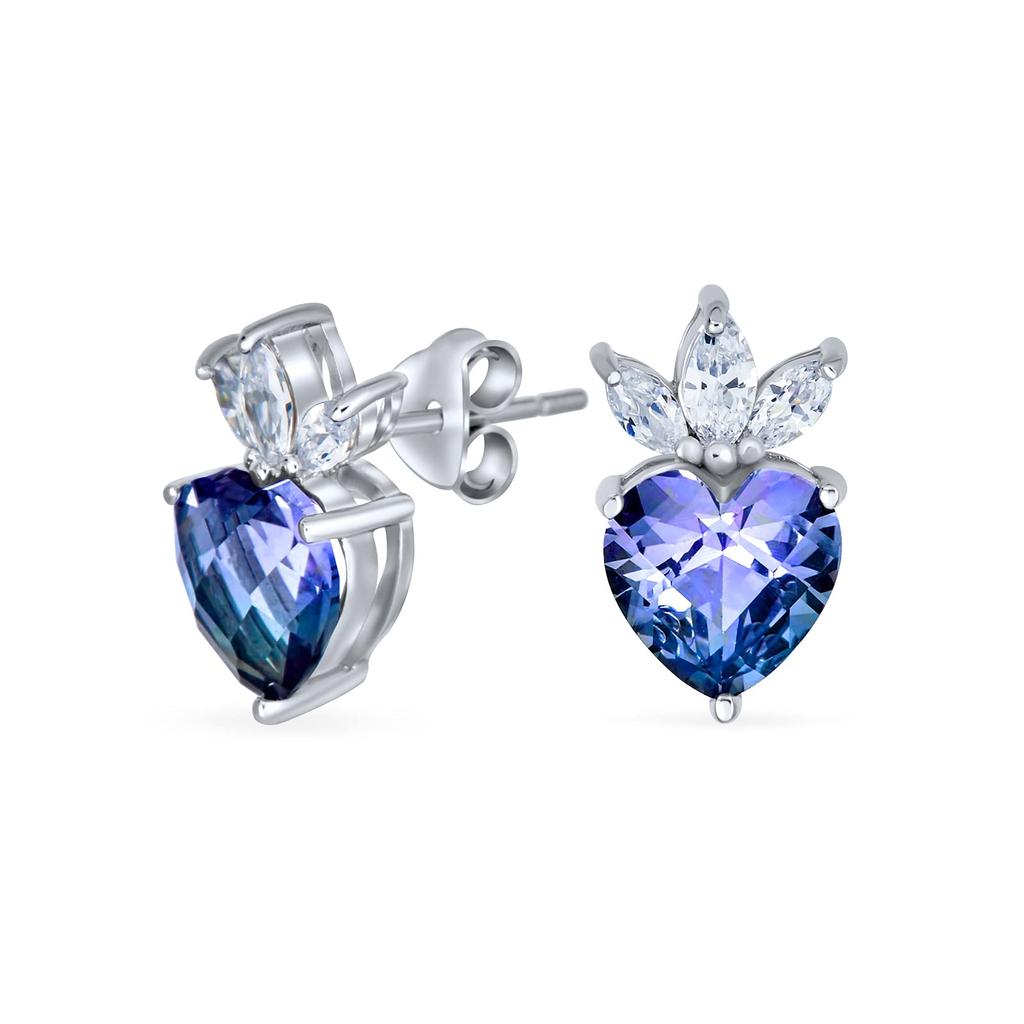Cubic Zirconia Crown Infinity Blue Purple Mystic Rainbow Heart Shape CZ Stud Earrings Necklace Pendant Jewelry Set for Sterling "AAA Women. .925