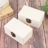 Home Storage Box Natural Wooden With Lid Golden Lock Jewelry Case Wooden Box