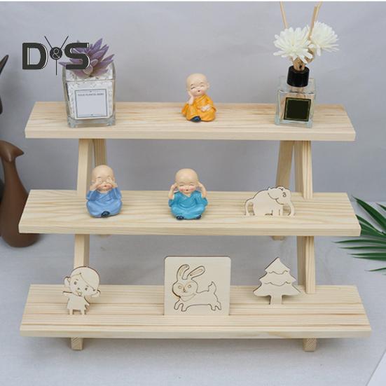 Многослойный настольный органайзер для хранения вещей, деревянная подставка для растений, гладкие края без заусенцев, прочная несущая полка для дисплея, настольный органайзер