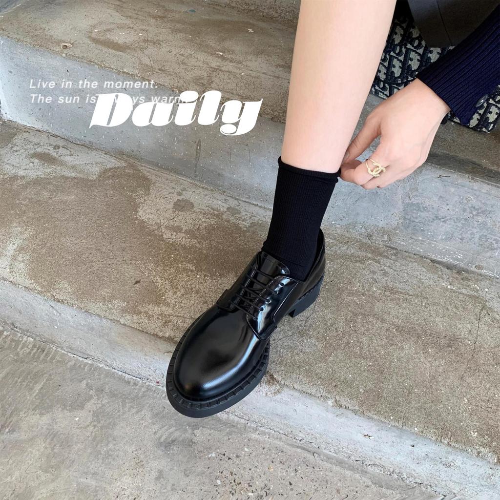 Версия из коровьей кожи~ Виноградная мать те же лоферы на шнуровке в британском стиле Оксфорды на толстом каблуке и толстой подошве Дерби маленькие кожаные туфли женские