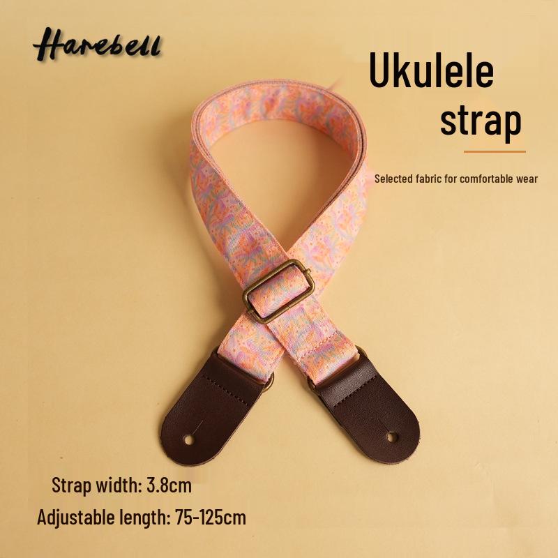 Coconut Tree Pattern Guitar Strap with Bronze Buckle - Pink Shadow & Grey Vine Design