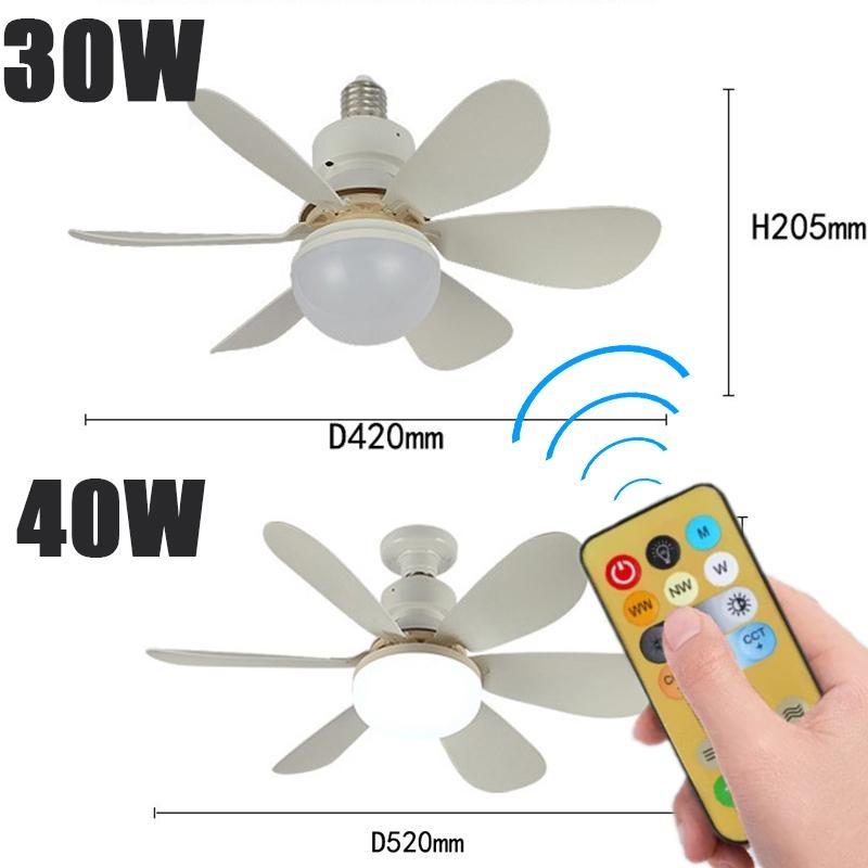 Светодиодный небольшой потолочный вентилятор, бесшумный, сильный ветер, скорость затемнения, E27, винтовой колеблющийся вентилятор, светильник