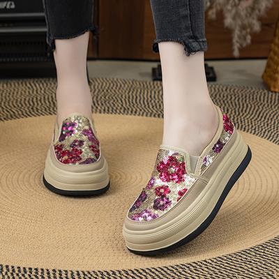 3,5 см микрофибра синтетическая кожа балетки летние круглый носок модные блестящие женские сандалии тапочки туфли на платформе танкетке