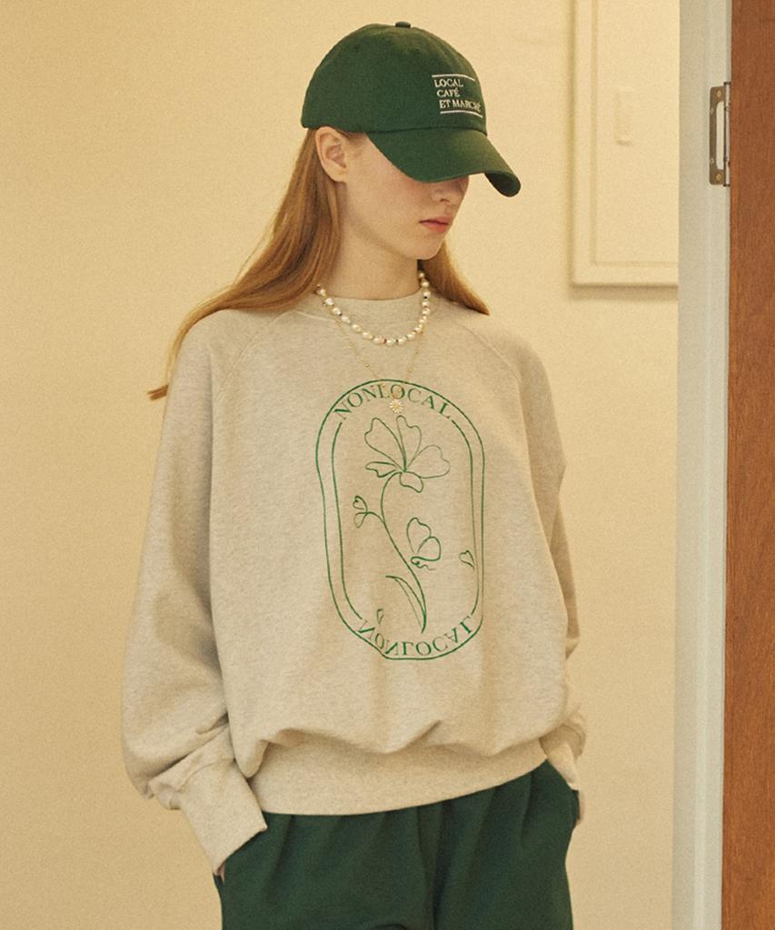 NONLOCAL [Fleece Selection] Cosmos Print Sweatshirt - Oatmeal