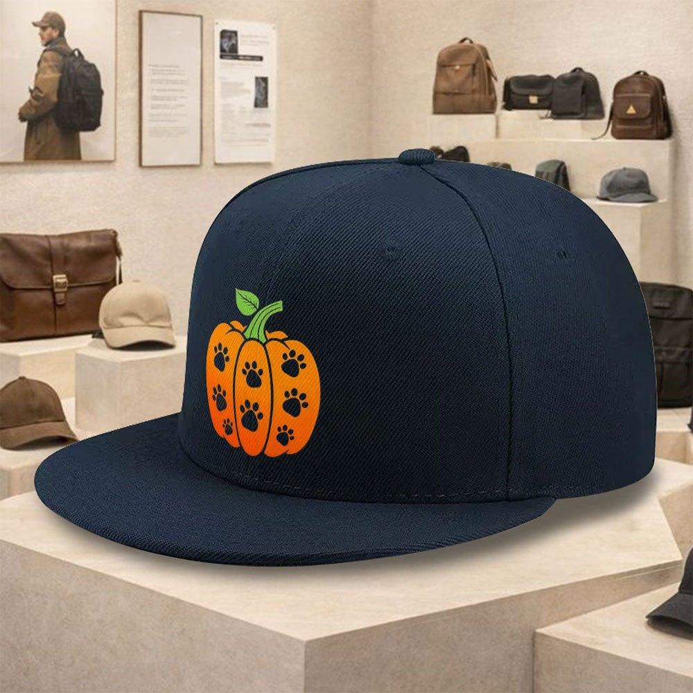 Paw Print Pumpkin Dog Lover Halloween Baseball Cap Adjustable Polyester Casual Street Style Hiphop Snapback