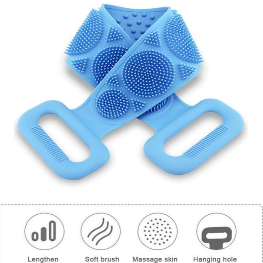 Body Cleaning Bath Towel Silicone Bath Brush Dual Sided Bath Belt Back Scrubber Skin Exfoliating