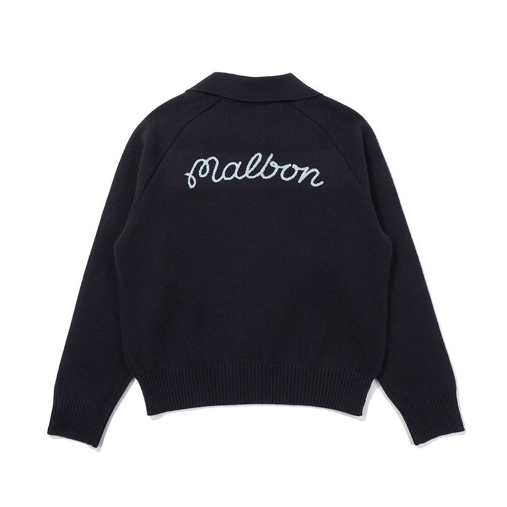 MALBON GOLF Color-Block Sleeve Knit Collar Top Dark Navy (Woman)