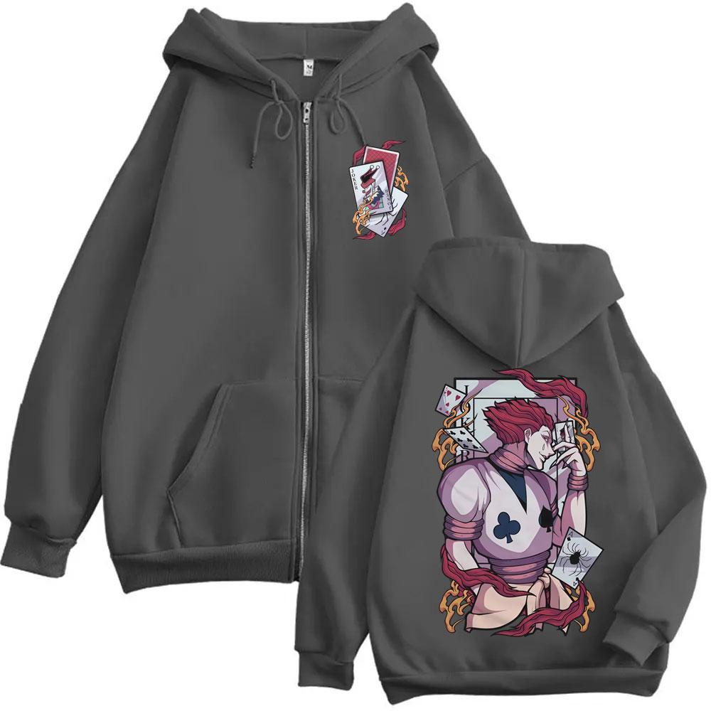 Anime Hunter X Hunter Zipper Hoodie Phantom Troupe Hisoka Graphic Jacket Coat Men Women Casual Vintage Oversized Zip Up Hoodies