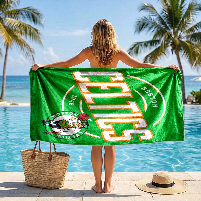 Boston Celtics Pride print Quick Dry Beach Towel Microfiber Absorbent Portable Travel Swimming Towel