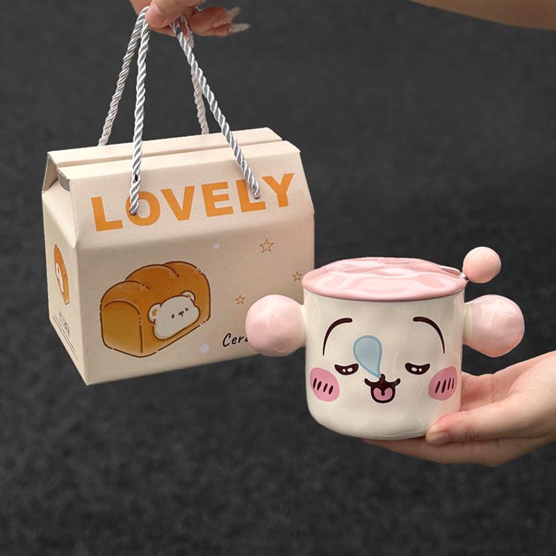 Girls' Heart Cup with High Appearance and Cute Ceramic Mug with Lid Birthday Gift for Girls Practical Gift Box for Best Friend