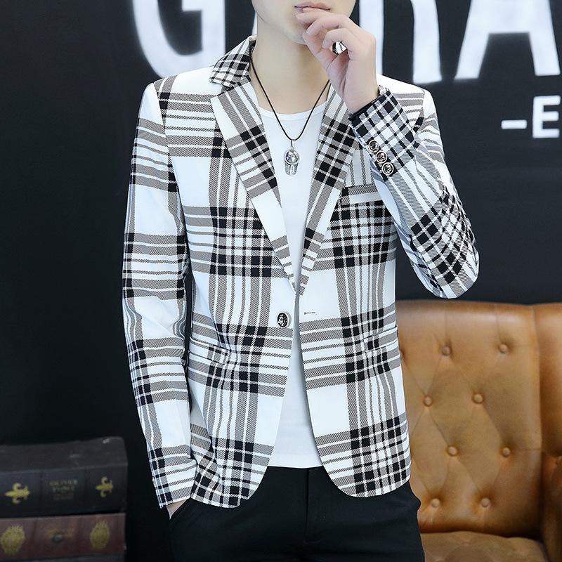 Новый стильный костюм, мужской повседневный корейский вариант, приталенный одинарный топ, молодежный красивый индивидуальный маленький костюм, трендовое пальто