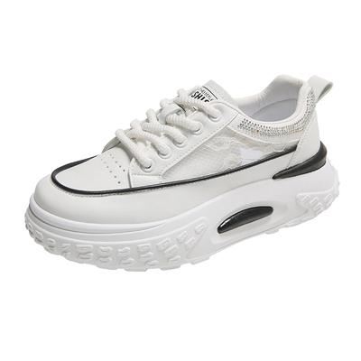 Женские повседневные туфли на платформе 6 см Модные кроссовки Дышащие кружевные белые туфли Уличная взрослая спортивная обувь Леди 6812