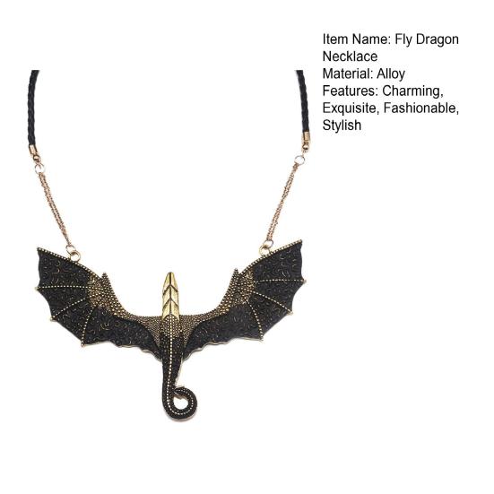 Готическое ожерелье с драконом для мужчин и женщин, старинное ожерелье с птерозавром, кулон с летающим драконом, ювелирное изделие