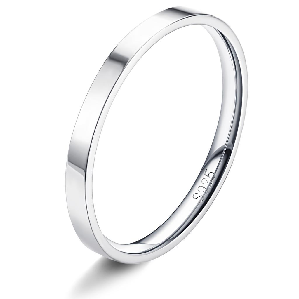 Кольца Fansilver из стерлингового серебра S925 для женщин и мужчин, с покрытием белым золотом 18 карат, штабелируемые, акцентные, тонкие, простые, кольца на большой палец, обручальные кольца