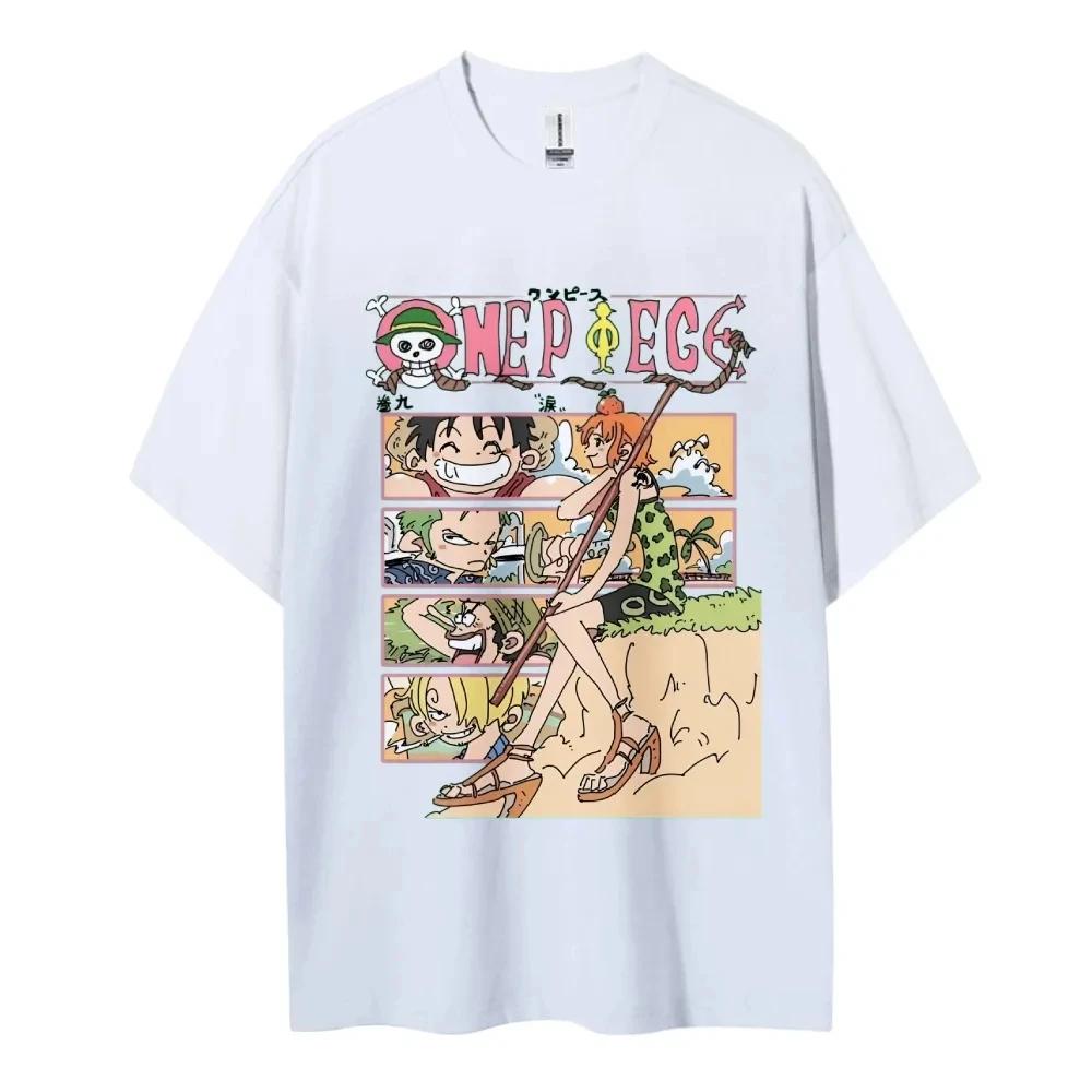 ONE PIECE Японское Горячее Аниме Классические Персонажи Спортивные Повседневные Короткий Рукав Удобные Половинный Рукав Популярный Топ для Пары