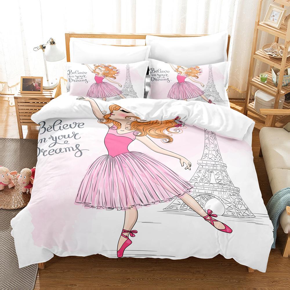 3D комплект постельного белья для девочек, пододеяльник для танцевальных девочек, 2/3 шт., подарок на день рождения, AU140 * 210, полноразмерный микрофибра, быстросохнущий мягкий домашний текстиль