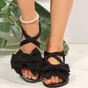 Women's Flat Sandals 2025 New Summer Beach Sandals Outdoor Lightweight Walking Flat Sandals for Women Bow Elastic Casual Sandal