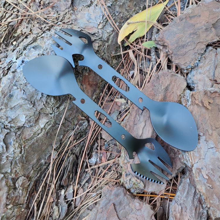 Уличный многофункциональный инструмент из нержавеющей стали: Вилка, Ложка, Открывалка для бутылок и Гарпун для выживания