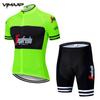 Mens Cycling Jersey Set Short Sleeve Breathable Mesh Bike Riding Top Road