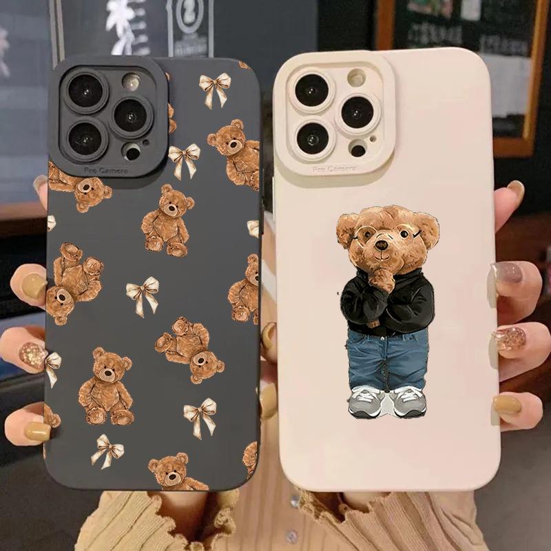 Cute Bow Bear Silicone Phone Case For Samsung Galaxy S26 S25 S24 S23 S22 S21 Ultra Plus FE A06 A26 A32 A33 A56 A34 A54 Cover