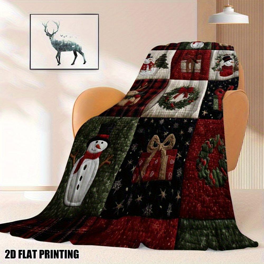 Extra Large Christmas Plaid Flannel Blanket Soft Bedspread/Throw Red Green White Black Navy For Bed Sofa Machine Washable